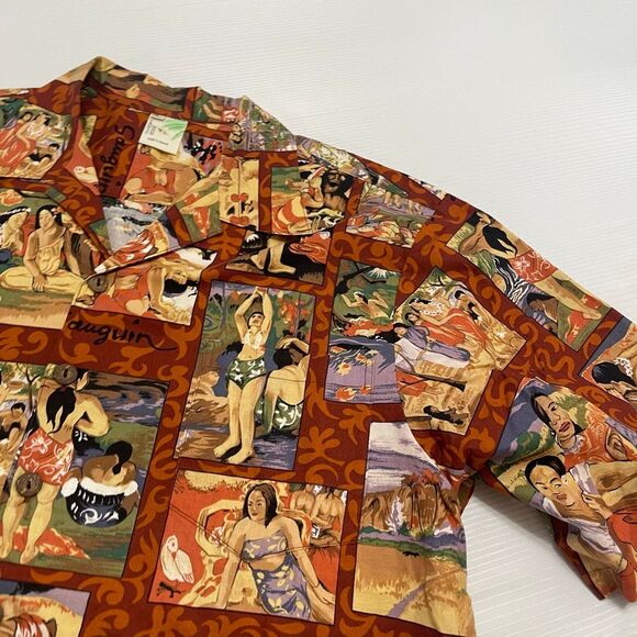 Tropical Moon Men’s VTG Hawaiian Aloha Gauguin Print Shirt Size XL Rare - Picture 2 of 8